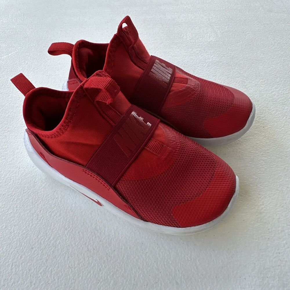 Nike Flex Runner 4 Little Kids Toddler Shoes University Red Slip On 10C 2895-602